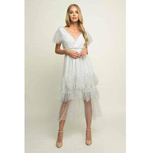 Anthropologie Eva Franco White Tulle Darling Dress with Layered Tiered Skirt
